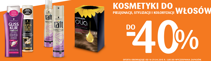 -40% na farby, lakiery, pianki i produkty do pielęgnacji włosów drogeria natura