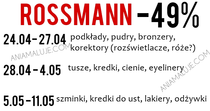 kwiecień maj 2015, promocja -49% w rossmanie
