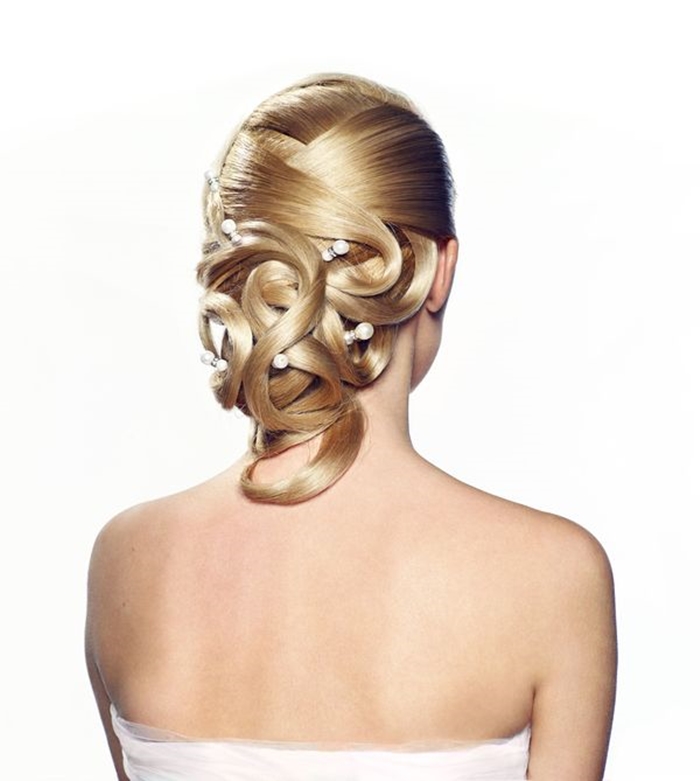 elegant bridal updo, bun hairstyle