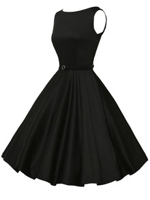 black flared dress, little black dress